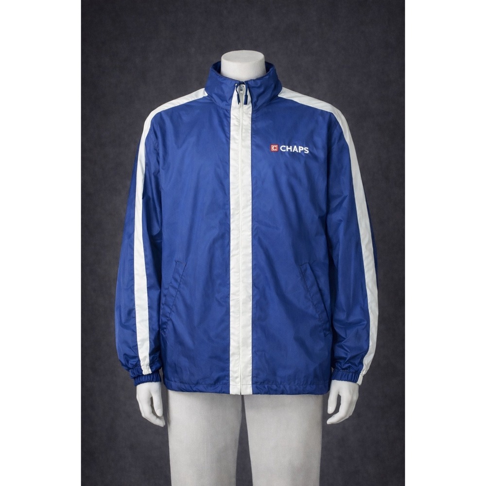 Chaps Mens Size S Small Windbreaker Nylon Jacket Blue Hood‎ Track Athletic P CH